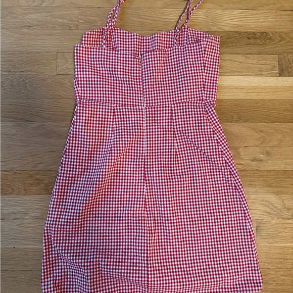Brandy Melville Red and White Gingham Spaghetti strap mini Dress - Picture 5 of 7